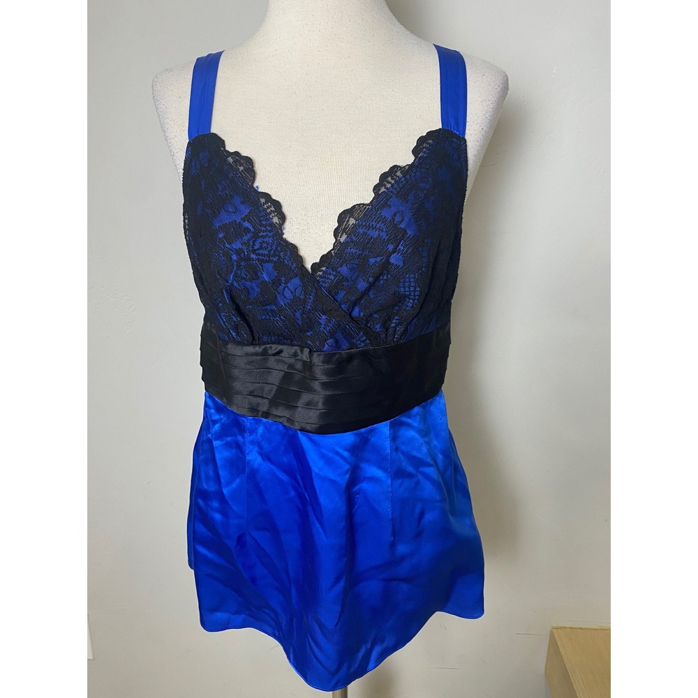 Anthropologie Plenty by Tracy Reese Silk Lace Cami Top Fairy Club Blue Black 8